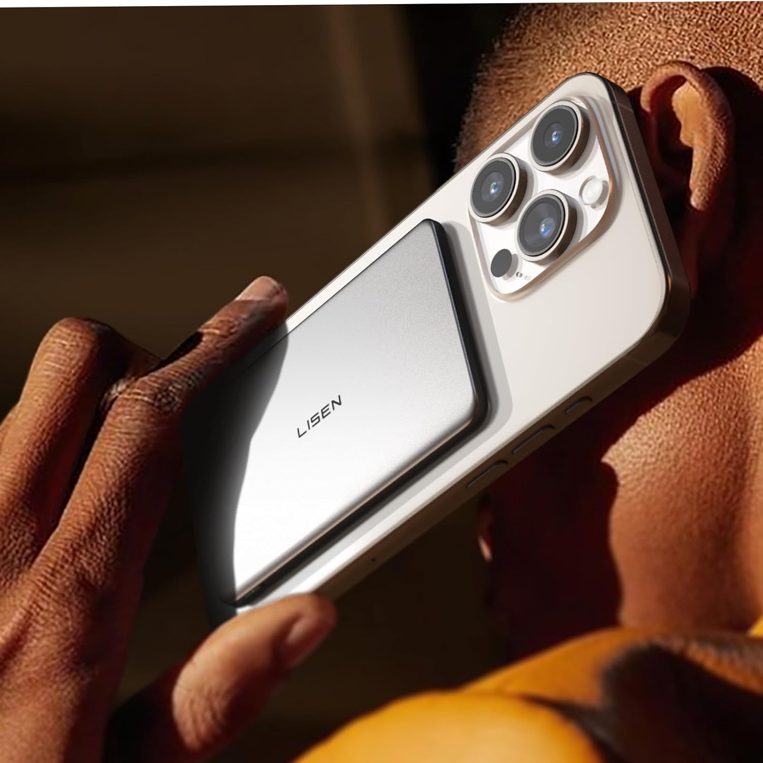 LISEN 0.3‘’ Ultra Slim MagSafe Portable Charger iPhone,Alloy 5,000mAh Wireless Card Slim MagSafe Battery Pack,Essential Phone Accessories,Magnetic Power Bank for iPhone 16e Pro Max/15/14/13/12,Glacier